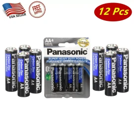 Panasonic 12 Pcs Panasonic AA Batteries Heavy Duty Power Carbon-Zinc Double A Battery 1.5v