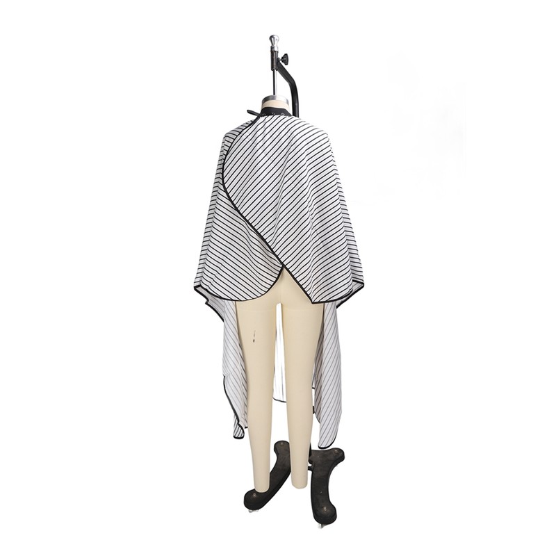 Hair Cut Cape Striped Polyester Waterproof Smooth Surface Neckline Adjustable