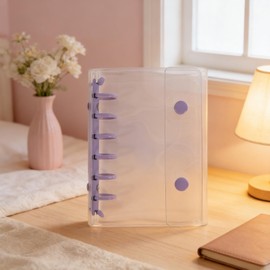 Purple A7 Mini Binder, Sticker Pad, Includes 10 Refills, 3D Seals, Transparent Pocket, Girls, Photo Storage, Collage Notebook (Stylish, Small and Easy to Use)