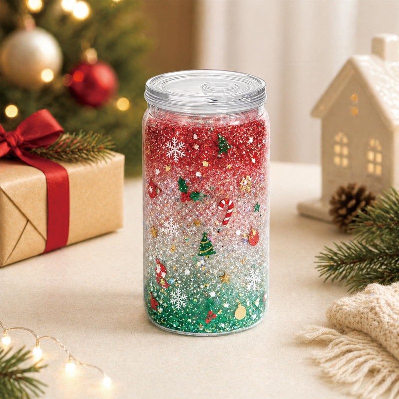 YOUKE OLA 20 Pack Acrylic Snowglobe Tumbler Pre-Drilled Double Wall