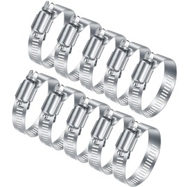 Aicosineg Hose Band, 304 Stainless Steel Band, 0.7 - 1.3 inches (18 - 32 mm), 10 Pieces, Hose Clamp, SUS304 Stainless Steel, Strong Tightening Band, Cable Tie, Fixing Band, Water Pipe, Gardening