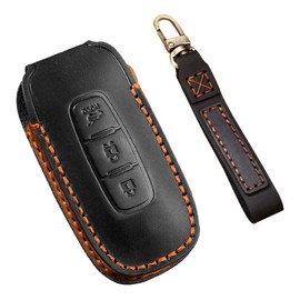 ontto Leather Car Key case fit for Qashqai Altima Teana Ariya X-Trail t33 J12 2022 2023 Smart Key Fob Cover Keyring Accessories Key Shell Bag Holder Keychain Decorative Protector Black B