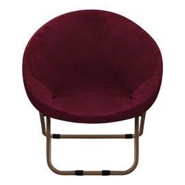 GAMUKAI Velvet Papasan Chair Cover Slipcover – Stretch Round Saucer Cushion Cover, Fits 37-48 Inch, Washable Furniture Protector for Living Room, Dorm, Nursery (Burgundy, Large)