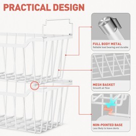 Goovilla Freezer Organizer Bins with Foldable Handle, 4 Pack Stackable Freezer Baskets for 3.5-7 Cu.FT Deep Chest Freezer Organization, White Metal Freezer Storage Bins with Better Space Utilization