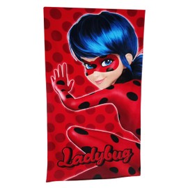 Miraculous Ladybug Standing Towel, Hand Towel, Bath Towel, Shower Towel in Red, Superheroine, 70 x 140 cm, 100% Cotton