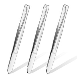 3 pinzas de acero inoxidable de punta redonda para depilación de cejas, pinzas de maquillaje y cosméticos