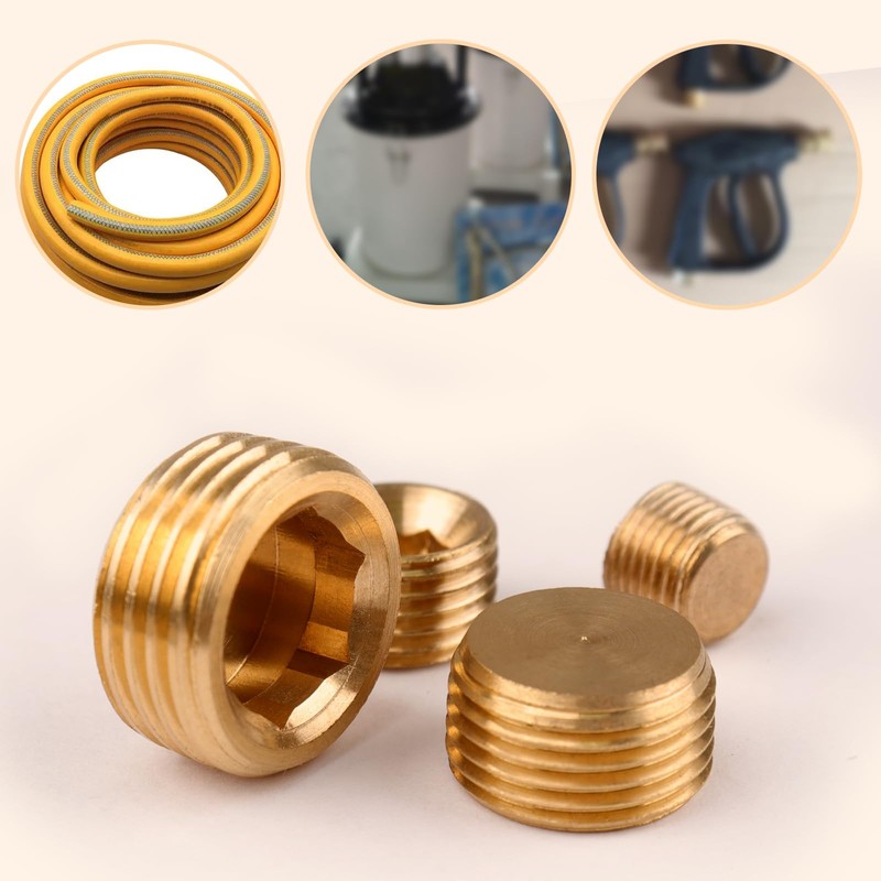 Atoplee Brass External Thread Inner Hex Head Plug 5pcs 3/8"