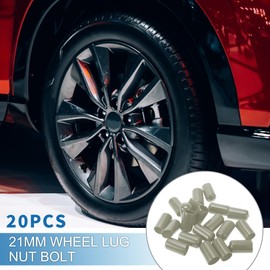 A ABSOPRO Wheel Nut Bolts 21 mm Rims Tyre Nut Screws Dust Cap Cover Nut Protection PVC Grey Pack of 20