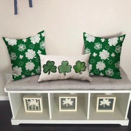 DFXSZ St Patricks Day Pillow Covers 18x18 Happy St Patricks Day Lucky Clovers Decor for Throw Pillows Covers St Patricks Day Pillow Covers Decor Couch Living Room 72C