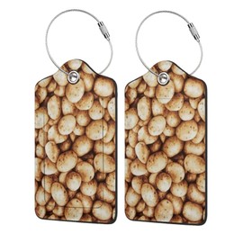 Luggage Tag Potato Cute Unique Leather Suitcase Tags Identifiers with Privacy Name Address Labels & Durable Steel Loop for Women Men Travel