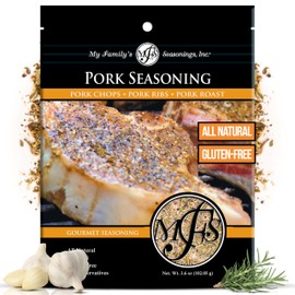 My Family's Pork Seasonings - All-Natural Gourmet Meat Seasoning with No MSG - Gluten-Free Spice Dry Rub for Pork Ribs, Chops, and Tender Roast - 3.6 oz Pack with Resealable Closure