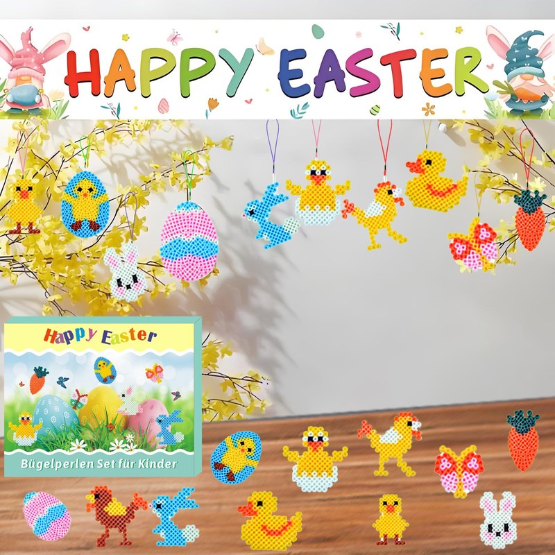 FZYESNO 3057 Pieces Ironing Beads Easter, Ironing Beads Plates Set