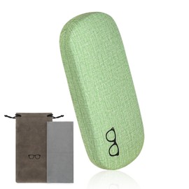 RayLove Hard Shell Glasses Case, PU leather Eyeglass Case Comes with a Pouch & Cleaning Cloth