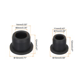 sourcing map T Shape Rubber Grommet Mount Dia 14mm/11mm,ID 9mm/7mm Black Seal Protection Cable Grommets Flexible for Cable Pipe