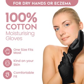 Fine Lines - Cotton Moisturising Gloves, Pack of 6 - Dermatological Cotton Gloves Against Eczema - Gloves for Hand Cream - Overnight Moisturising Dry Hand Eczema Women and Men Bedtime Sleep Gloves