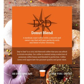Day To Day 200-Count Donut Blend, Medium Roast Single Serve Coffee Pods for K-Cup Keurig Brewers