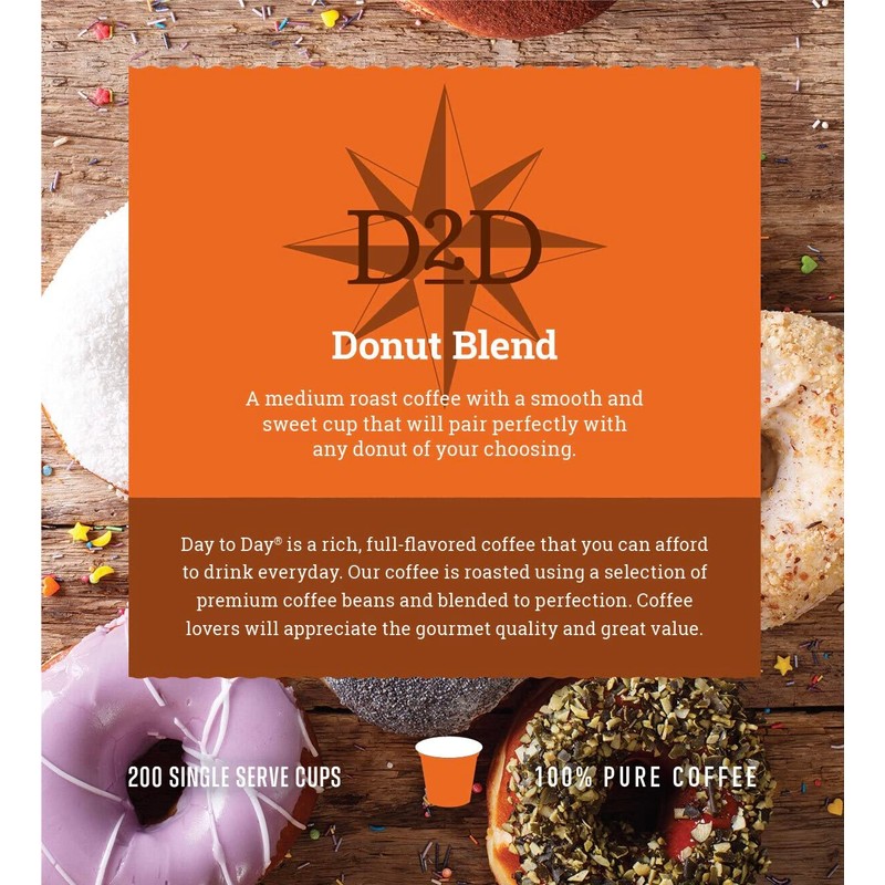 Day To Day 200-Count Donut Blend, Medium Roast Single Serve