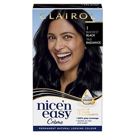 Clairol Nice'n Easy Permanent Hair Dye, 1 Blackest Black Hair Color, Pack of 1