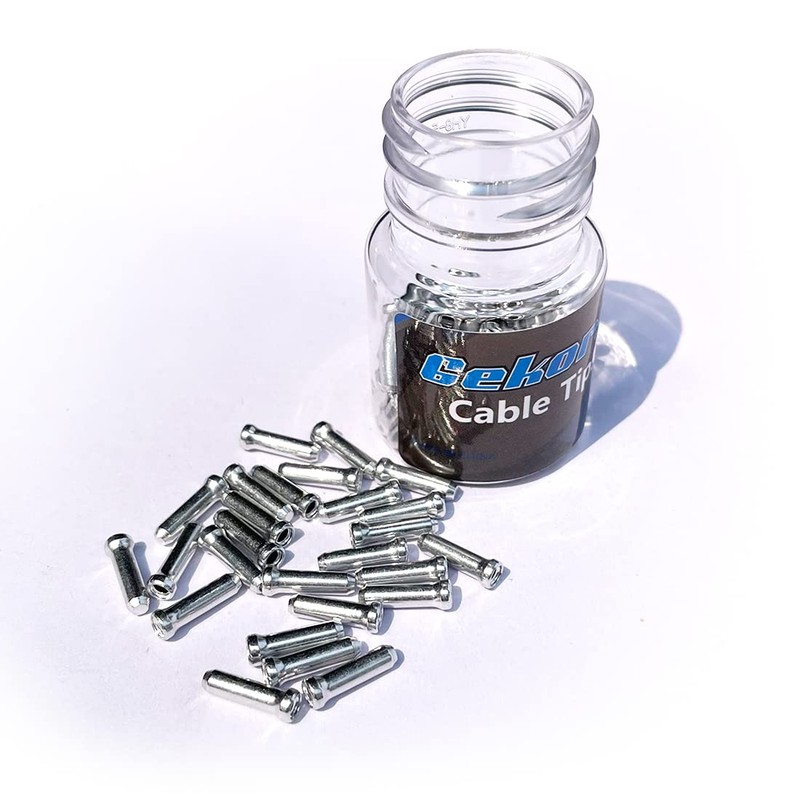 Gekors Bicycle Cable End Crimps 100 Pack,Silver