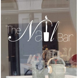 The Nail Bar Logo Wall Window Sticker Manicure Salon Design Wall Decal Removable Nail Art Wall Sticker AY1619 (White)