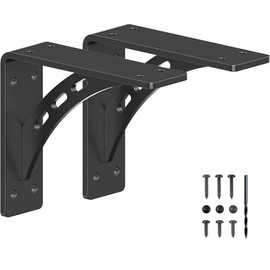 7 inch x 6 inch Heavy Duty Shelf Brackets , Max Load 1100 Lbs ,Premium Alloy Metal Mantel Brackets (Set of 2) Fireplace Mantel Brackets - Countertop Support (7" x 6" )
