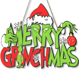 Christmas Decorations Hanging Sign, Christmas Wooden Door Sign Thief Stole Decor for Holiday Xmas Door Wall Tree Decorations Indoor Outdoor