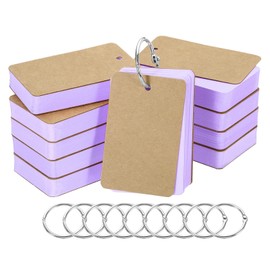 PATIKIL Blank Index Cards with Ring, 500Pcs Colored Blank Flash Card 3.5" x 2" Note Card Study Card for Memory Learning Studying Office Supplies, Purple