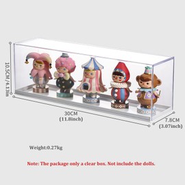 Clear Display Case for Figures，Acrylic Display Case for Doll Toy Collectibles, Action Figures, Miniature Figurines Dustproof Protection Storage & Organizing（11.8"L x 3.07"W x 4.13"H）
