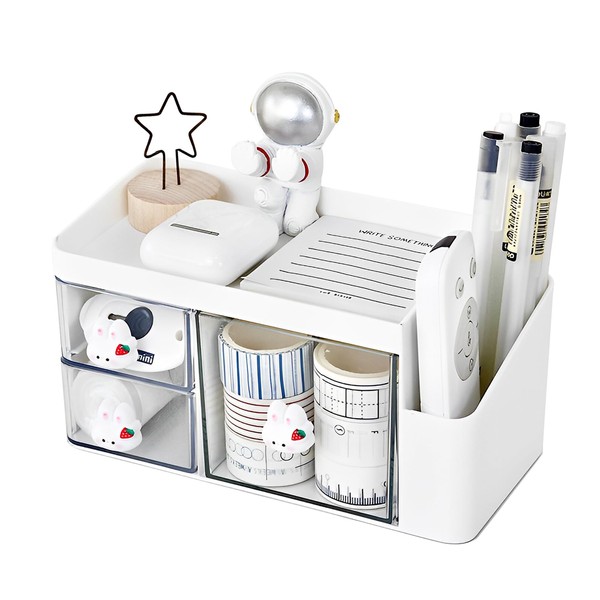 Marte Vanci Desk Organizer with 3 Drawers, Cute Desktop Stationery