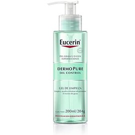 Eucerin DermoPure Gel Limpiador Facial, 200 ml  Protector solar facial efecto mate toque seco Oil Control, 50 ml