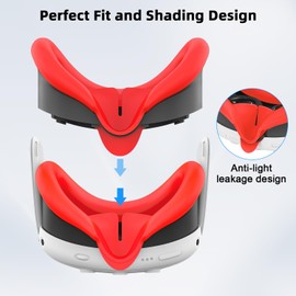 Relohas Deluxe VR Accessories for Meta Quest 3, Safe 2 in 1 Silicone Case Set for Oculus Quest 3, Include Upgraded Lens Protector, Face Cover (RED)