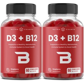 Vitamin D3 & Vitamin B12 Gummies | Methyl B12 Vitamin Gummies for Adults & Kids | 120 Vitamin B Gummies (2 Pack) | Enhanced with Vitamin D3 & Vitamin B9 Folate | Natural Energy, Mood, Focus & Clarity
