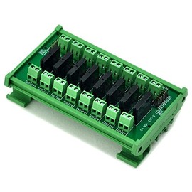 Electronics-Salon DIN Rail Mount DC24V 8 Channels DC-AC 2Amp G3MB-202P Solid State Relay SSR Module Board.