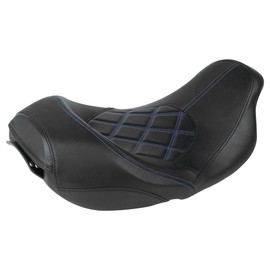 TCT-MOTORPARTS Low-Profile Driver Seat Front Solo Seat Fits for Harley Electra Street Road Glide CVO Road King 2009-2023 Blue Stitching