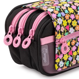 ColePack Design - Set of Triple School Folder with 3 Zips and School Supplies from Top Brands Included (Flowers2)