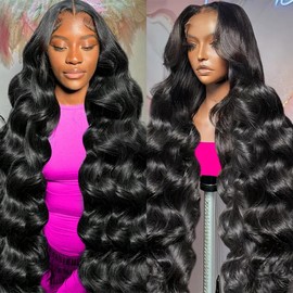 13x6 HD Lace Front Wigs Human Hair Body Wave Lace Front Wigs for Black Women Glueless Wigs Human Hair Pre Plucked with Baby Hair 200 Density Brazilian Human Hair Wig Natural Color 20 Inch
