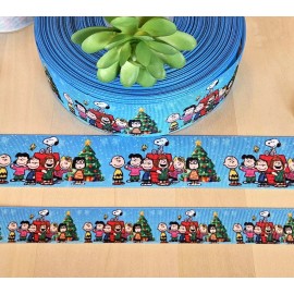 7/8 & 1.5" (1 YD) Snoopy Christmas Grosgrain Ribbon Woodstock Beagle - 7/8 inch