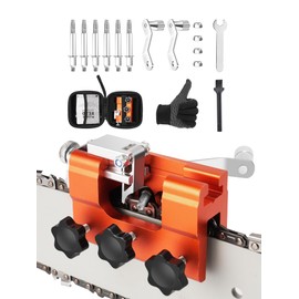 Chainsaw Sharpener Tool with 6PCS High Hardness Sharpening Stone, Chainsaw Sharpening Jig Kit for 8-22 inches Chain Saws, Portable Hand Crank Chain Saw Blade Sharpener - With Waterproof Storage Bag