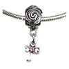 Sexy Sparkles Cross Charm Dangle w/Pink Color Rhinestone Bead For