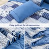 Full Queen Size Quilt Set Blue Floral Bedding Set 3-Piece