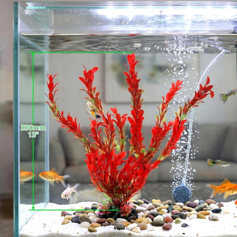 QWORK® 2 Pack Aquarium Artificial Plants, 12" Tall Plastic Decor