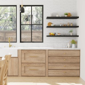 QEEIG QEEIG 12" Deep Floating Shelves for Wall - 12 x 36 inch Book Shelf Bathroom Bedroom Kitchen Living Room Hanging Bookshelf Farmhouse Set of 3, Black (026-90B3)