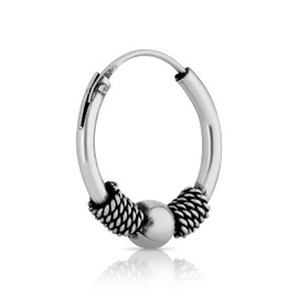 NKlaus Bali 2640 Single Hoop Earring 12 mm 925 Sterling Silver Medieval Gothic