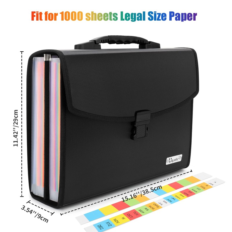Uquelic 26Pockets Expanding File Folder - Upgraded Durable Buckle, Base