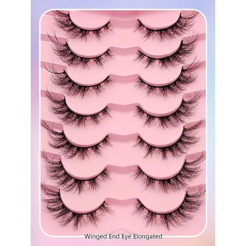 Pestañas Postizas Efecto Cat Eye 7 Pares 1.7 Cm Negras