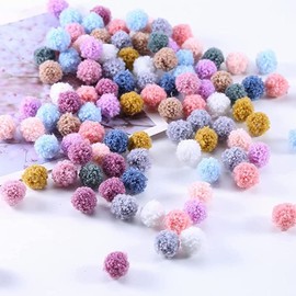 HERZWILD Pompons 100pcs Colorful Bomb Balls Fluffy Plush Balls Pom Pom Set for Crafting DIY Creative Craft (A-1.5cm)