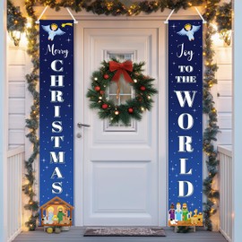 Avezano Christmas Door Banner Nativity Christmas Decorations Outdoor Religious Jesus Xmas Hanging Banners Holiday Party Supplies