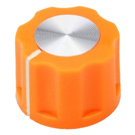 6.4mm Round Hole Small Fluted Silver Cap Retro Style Amplifier/Instrument Control Knob Pack of 5 (Orange)