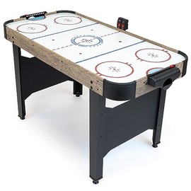 GoSports 48 Inch Air Hockey Arcade Table - Oak or Black - Includes 2 Pushers, 3 Pucks, AC Motor, and LED Scoreboard