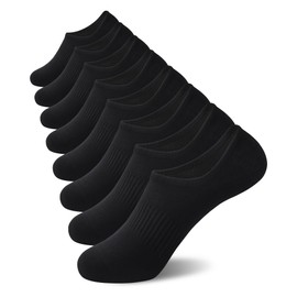 SIXDAYSOX Black No Show Socks Men 8 Pack Low Cut Invisible Short Socks Non-Slip for Sneaker Loafer Size 8-10